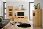 HIGHBOARD furniert, massiv Eichefarben Beleuchtung, Einlegeböden  - Eichefarben/Schwarz, Natur, Glas/Holz (94,8/133,5/37cm) - Linea Natura