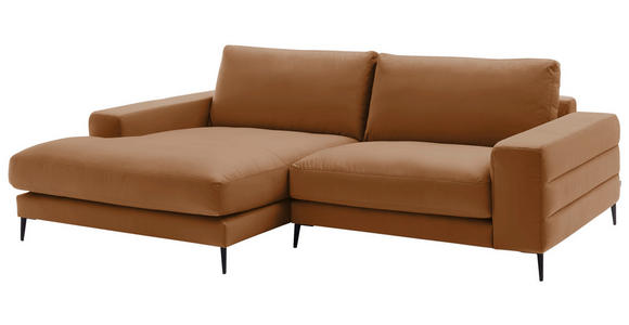 ECKSOFA  in Velours Kupferfarben Rücken echt  177/253 cm  - Schwarz/Kupferfarben, Design, Textil/Metall (177/253cm) - Dieter Knoll
