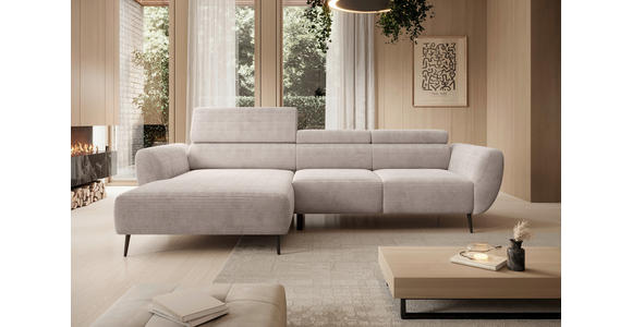 ECKSOFA  in Cord Naturfarben  174/277 cm  - Schwarz/Naturfarben, KONVENTIONELL, Textil/Metall (174/277cm) - Carryhome