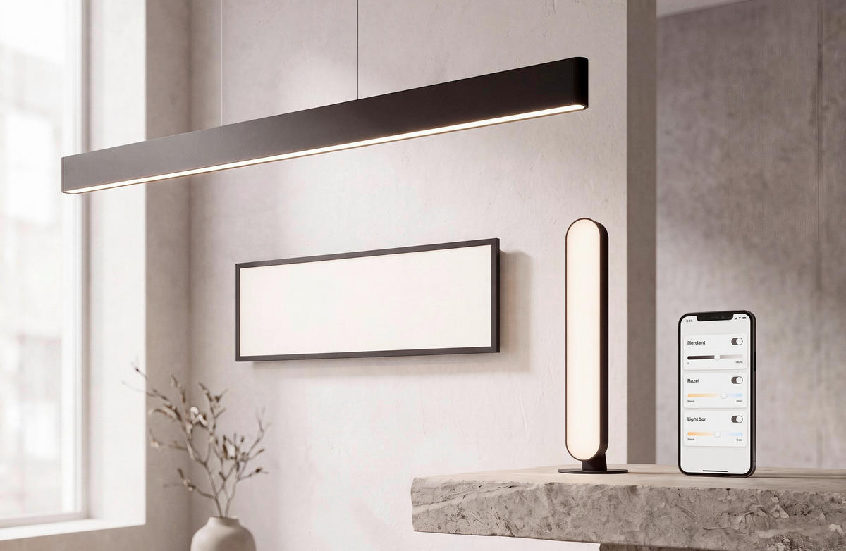 LED-HÄNGELEUCHTE Ensis Hue White & Color 9/4/129,8 cm  - Schwarz, Design, Kunststoff/Metall (9/4/129,8cm) - Philips HUE