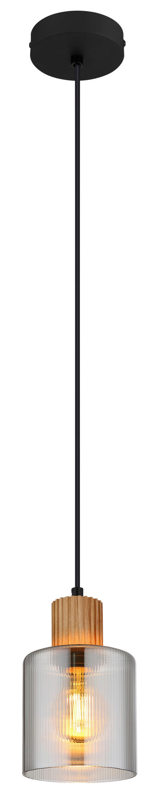 ZÁVĚSNÉ SVÍTIDLO, 12/120 cm  - tmavě hnědá/černá, Natur, kov/dřevo (12/120cm) - Globo