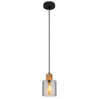 ZÁVĚSNÉ SVÍTIDLO, 12/120 cm  - tmavě hnědá/černá, Natur, kov/dřevo (12/120cm) - Globo