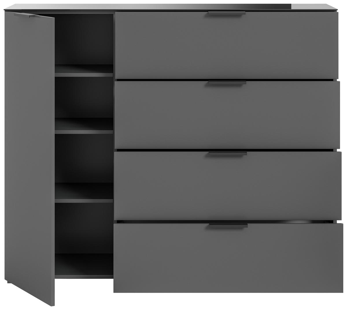 KOMODA   135/112/40 cm   antracit  - antracit, Design, staklo/drvni materijal (135/112/40cm) - Livetastic