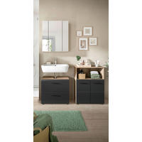 BADEZIMMER 3-teilig  in 120 cm  - Eiche dunkel/Schwarz, Basics, Holzwerkstoff/Kunststoff (120cm) - MID.YOU
