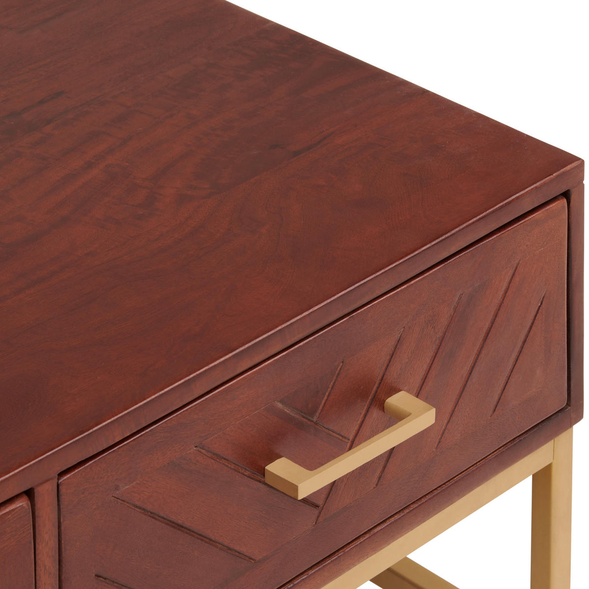 COUCHTISCH in Holz, Metall  - Goldfarben/Walnussfarben, Design, Holz/Metall (90/38/60cm) - MID.YOU