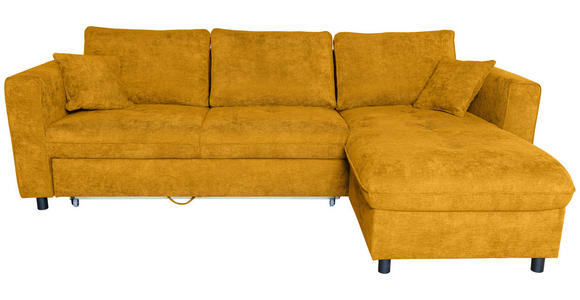 ECKSOFA Senfgelb Flachgewebe - Senfgelb/Schwarz, KONVENTIONELL, Textil/Metall (252/162cm) - Carryhome