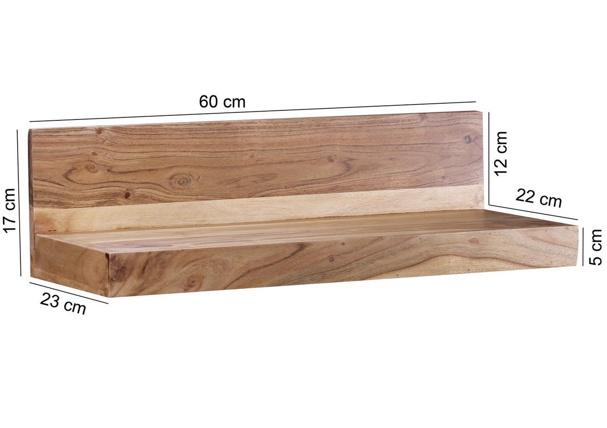 STENSKI REGAL 60/17/23 cm barve akacije  - barve akacije, Moderno, les (60/17/23cm) - MID.YOU