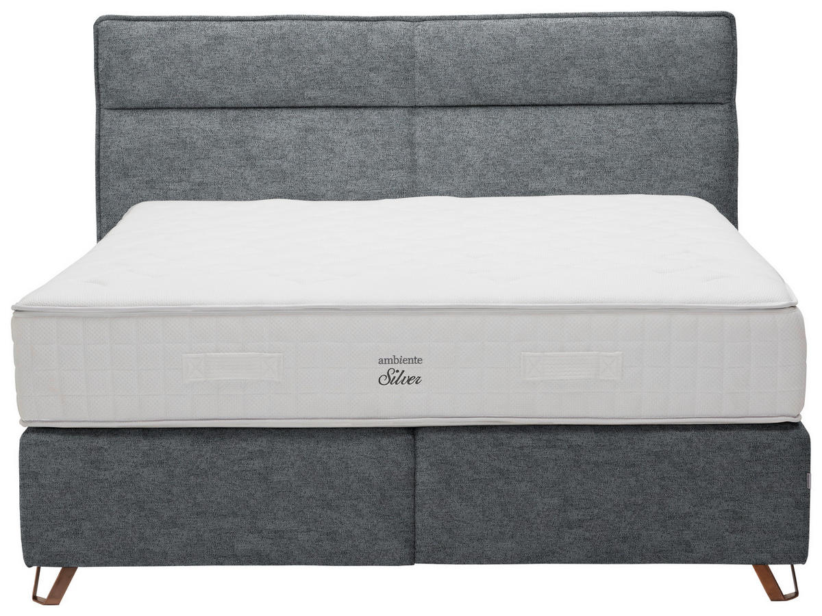 BOXSPRINGBETT 200/200 cm  in Dunkelgrau  - Dunkelgrau/Kupferfarben, Konventionell, Textil/Metall (200/200cm) - Ambiente