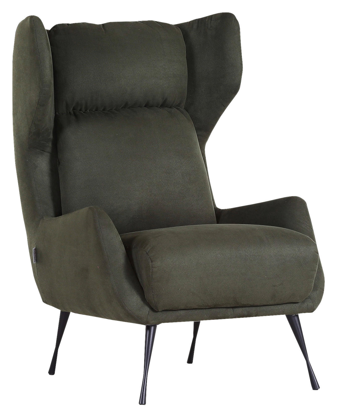 OHRENSESSEL in Mikrofaser Dunkelgrün  - Dunkelgrün/Schwarz, Design, Textil/Metall (75/111/83cm) - Ambia Home