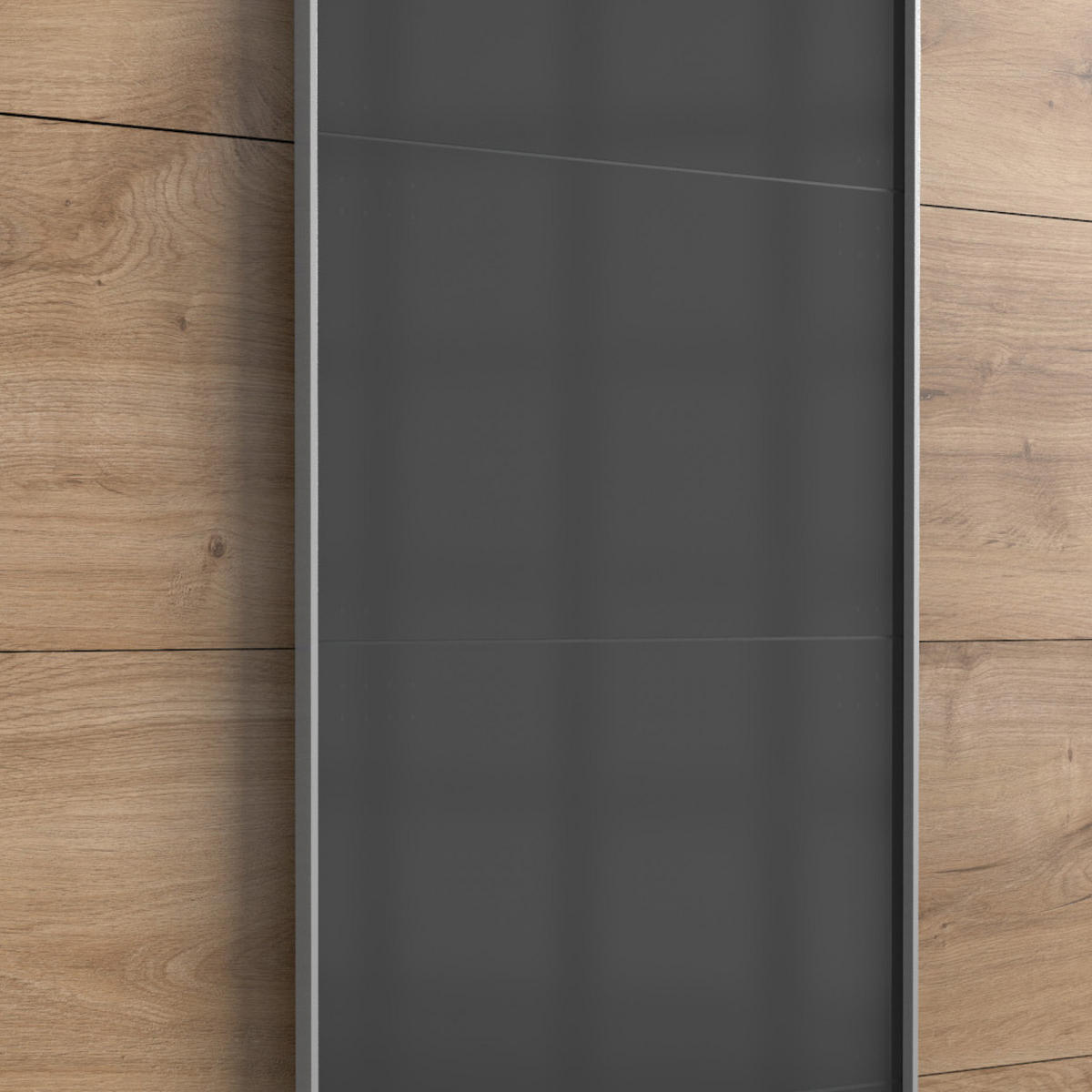 SCHWEBETÜRENSCHRANK 270/210/64 cm 3-türig  - Eichefarben/Graphitfarben, Basics, Glas/Holzwerkstoff (270/210/64cm) - MID.YOU