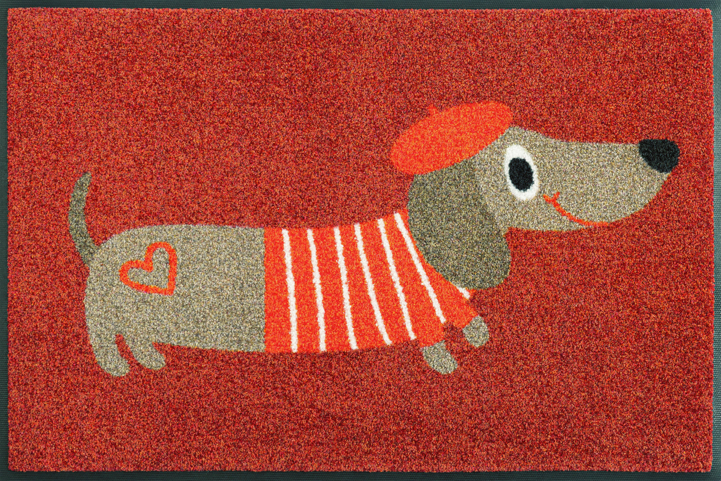 FUßMATTE 50/75 cm Monsieur Chien  - Rot, Trend, Kunststoff/Textil (50/75cm) - wash+dry