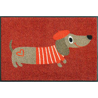FUßMATTE 50/75 cm Monsieur Chien  - Rot, Trend, Kunststoff/Textil (50/75cm) - wash+dry