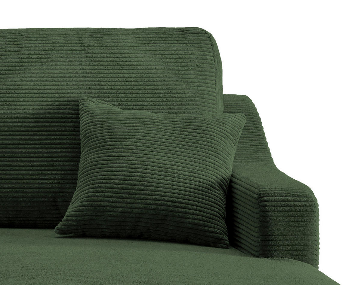ECKSOFA Dunkelgrün Cord  - Dunkelgrün/Naturfarben, Design, Holz/Textil (228/150cm) - P & B