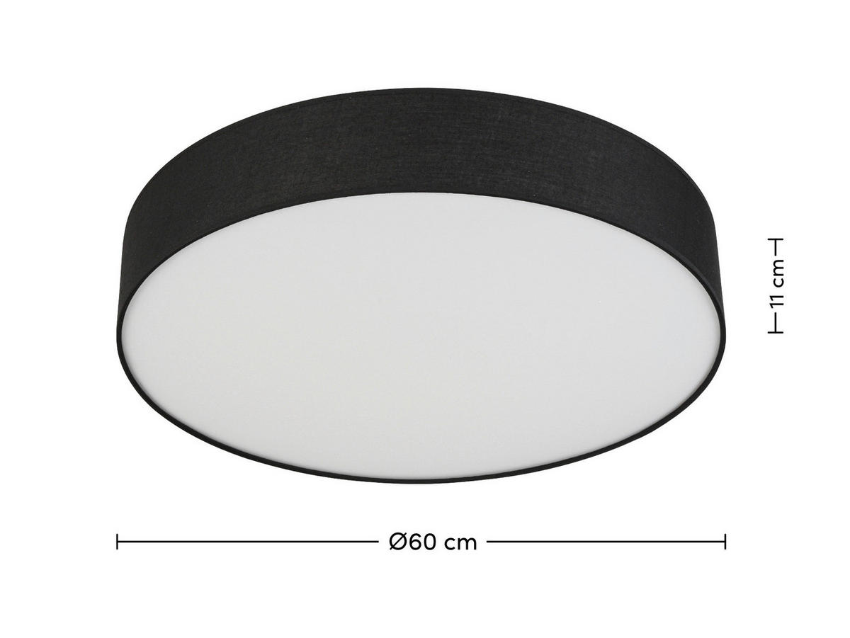 LED-DECKENLEUCHTE - Schwarz/Weiß, Trend, Kunststoff/Textil (60/11cm) - Novel