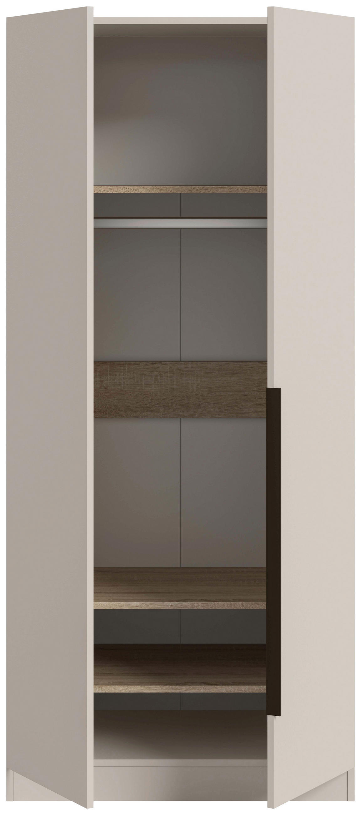 GARDEROB MED GÅNGJÄRNSDÖRRAR 80/181/52 cm 2-dörrar - svart/kashmir, Modern, trämaterial/plast (80/181/52cm) - Livetastic