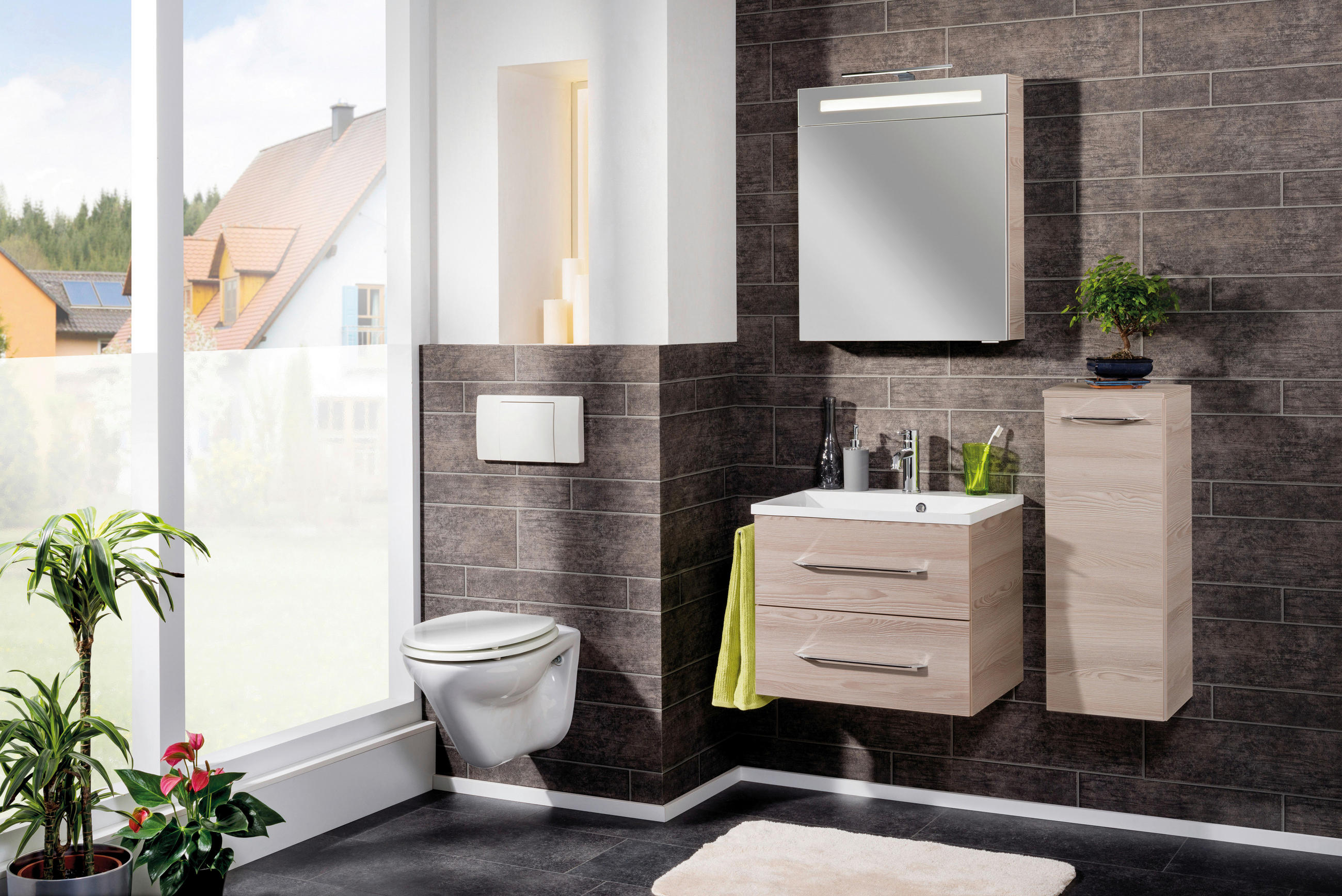 UNTERSCHRANK 30,5/81/32 cm   - Eschefarben/Alufarben, MODERN, Glas/Holzwerkstoff (30,5/81/32cm) - MID.YOU