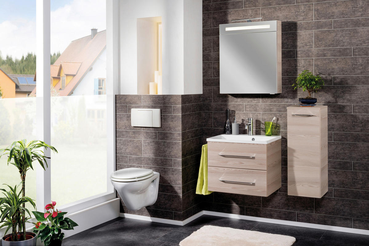 UNTERSCHRANK 30,5/81/32 cm   - Eschefarben/Alufarben, MODERN, Glas/Holzwerkstoff (30,5/81/32cm) - MID.YOU