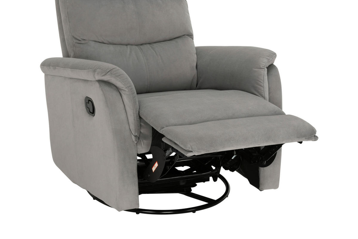 FERNSEHSESSEL  mit Samt Grau  - Schwarz/Grau, KONVENTIONELL, Textil/Metall (80/104-85/101-167cm) - MID.YOU