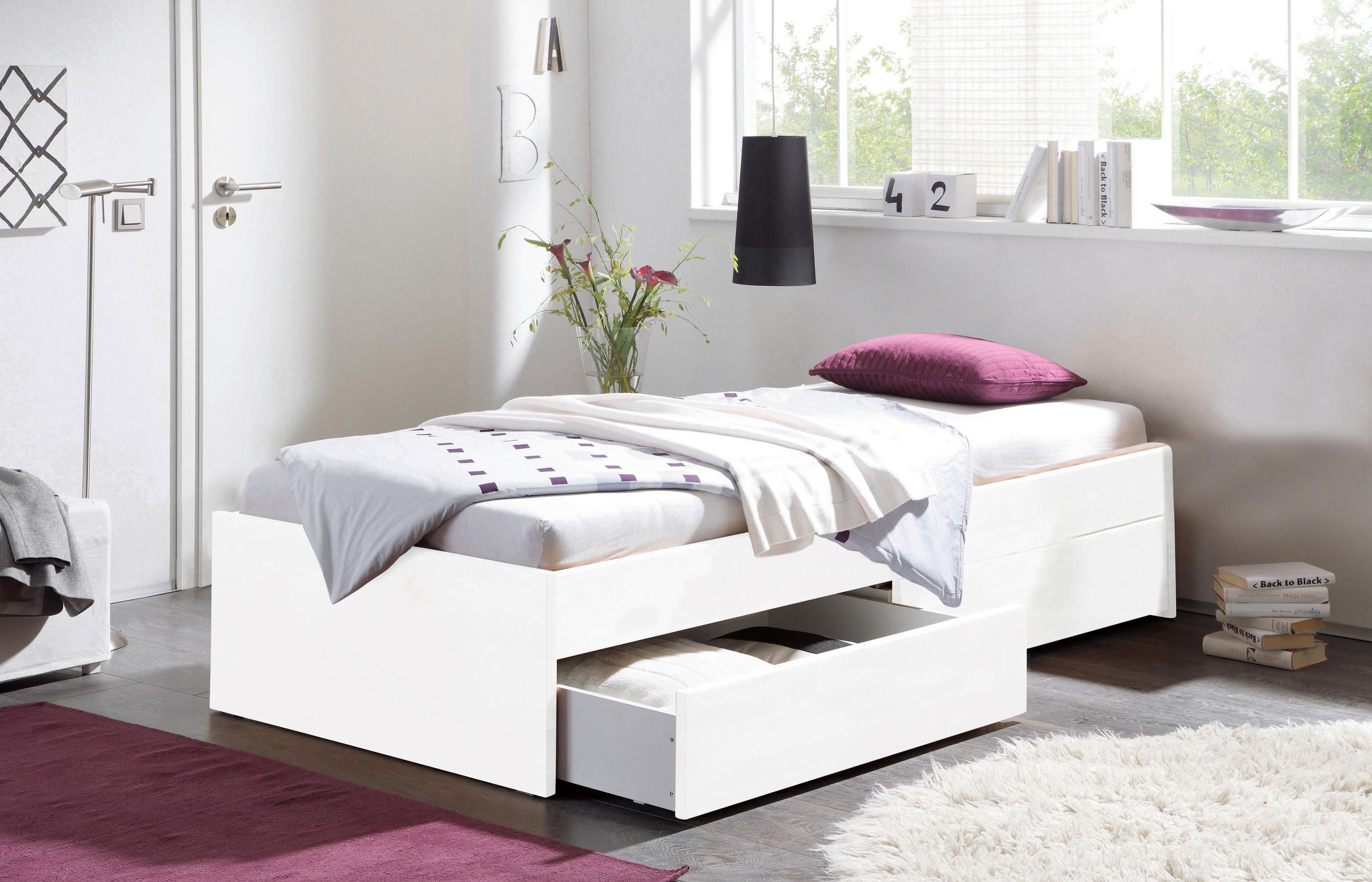 STAURAUMBETT 90/200 cm  in Weiß  - Weiß, KONVENTIONELL, Holz (90/200cm) - Hasena