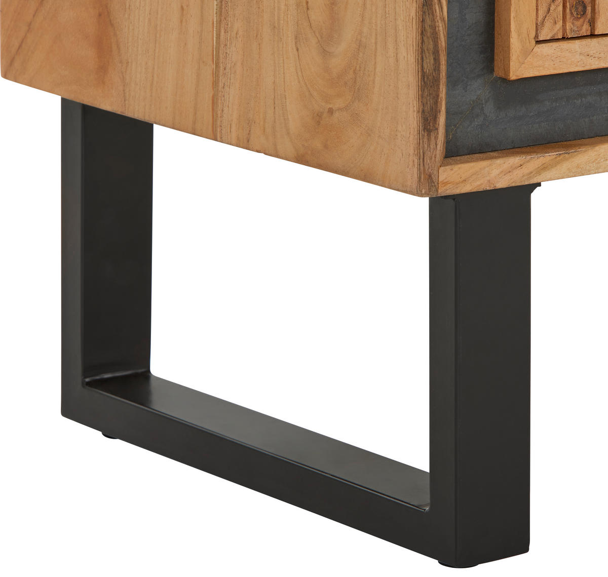 VITRINSKÅP  i massiv akacia svart, akaciefärgad  - svart/akaciefärgad, Lifestyle, metall/trä (60/185/40cm) - MID.YOU