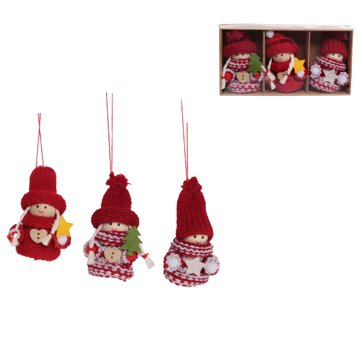 CHRISTBAUMANHÄNGER  - Rot/Weiß, LIFESTYLE, Kunststoff (7cm) - X-Mas