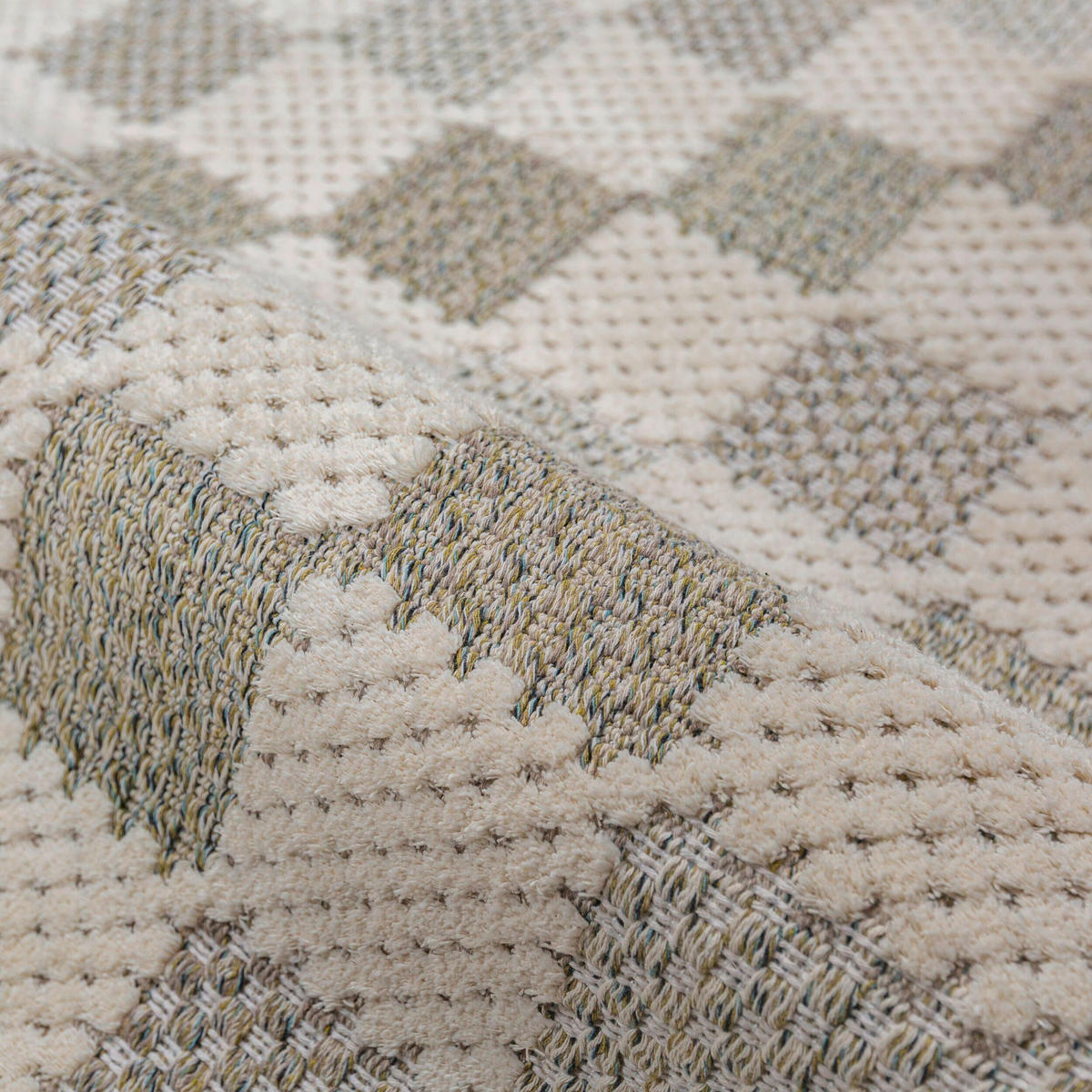 FLACHWEBETEPPICH  Wohnzimmer 155/230 cm Muted Checkerboard Pastellgrün rechteckig  - Pastellgrün, Basics, Kunststoff/Textil (155/230cm) - Flair Rugs