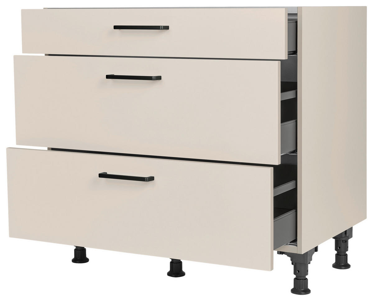 SCHUBKASTENUNTERSCHRANK 90/87/56 cm  in Sandfarben  - Sandfarben/Schwarz, MODERN, Holzwerkstoff/Metall (90/87/56cm) - Nobilia