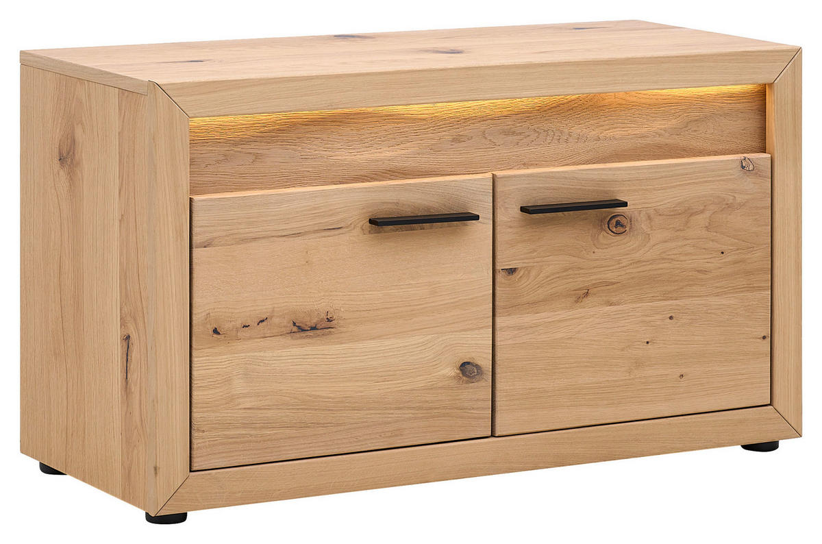 GARDEROBENBANK  in 99,6/57,4/40 cm  - Eichefarben/Schwarz, KONVENTIONELL, Holz/Metall (99,6/57,4/40cm) - Linea Natura