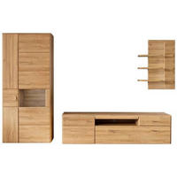 WOHNWAND  in Eichefarben 330/206/52 cm  - Eichefarben/Silberfarben, Konventionell, Glas/Holzwerkstoff (330/206/52cm) - Cantus