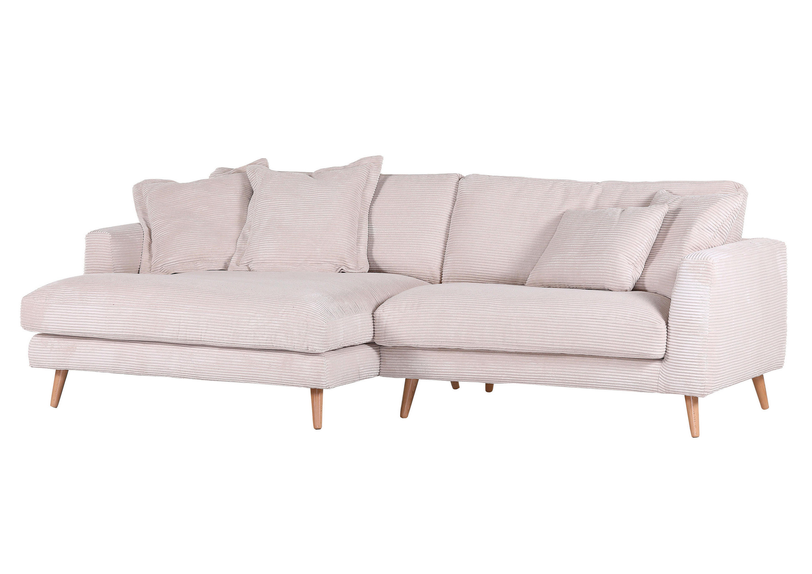 ECKSOFA Beige Cord  - Beige/Naturfarben, ROMANTIK / LANDHAUS, Holz/Textil (140/270cm) - Landscape