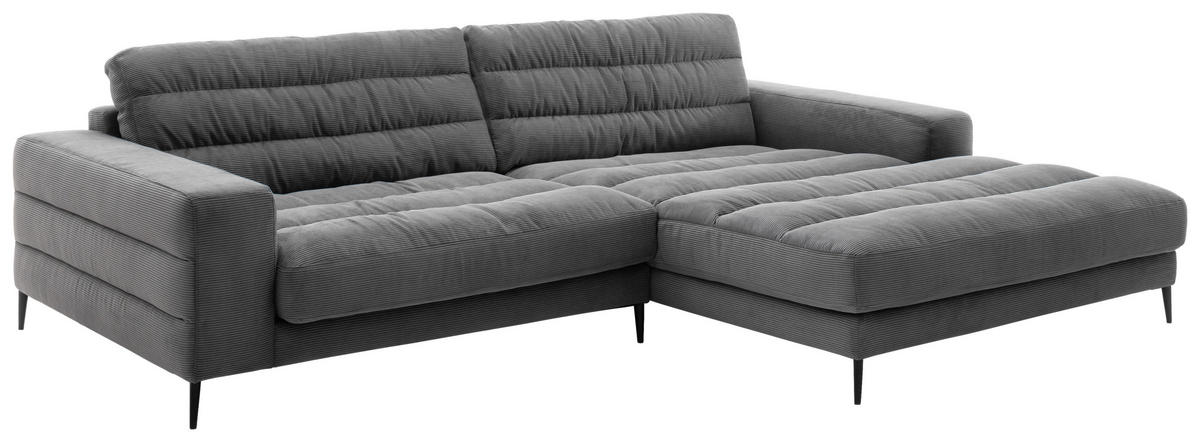 ECKSOFA in Cord Anthrazit  - Anthrazit/Schwarz, Design, Textil/Metall (296/207cm) - Dieter Knoll