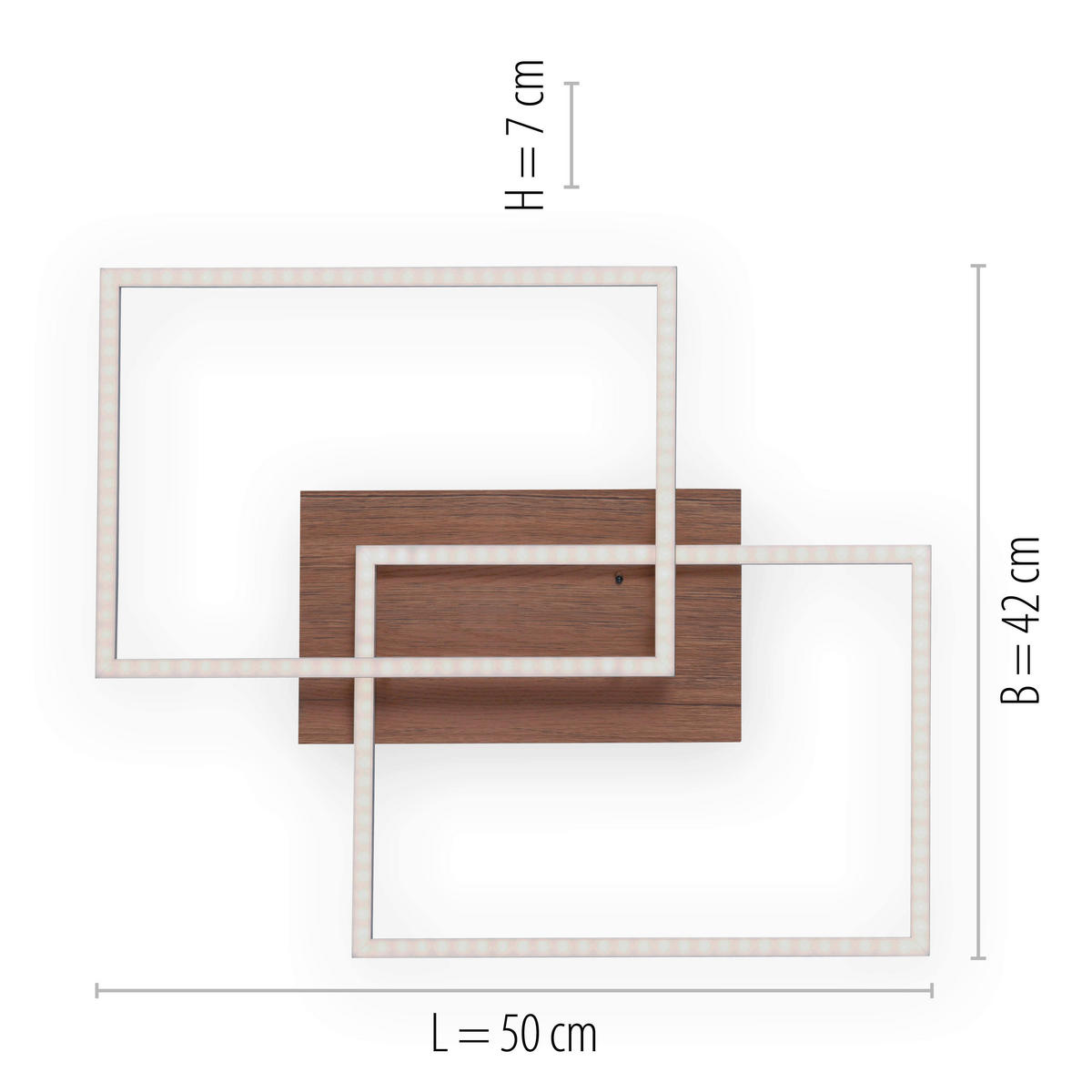 LED-DECKENLEUCHTE Iven 50,4/42/7 cm   - Eichefarben/Nickelfarben, Natur, Kunststoff/Metall (50,4/42/7cm)
