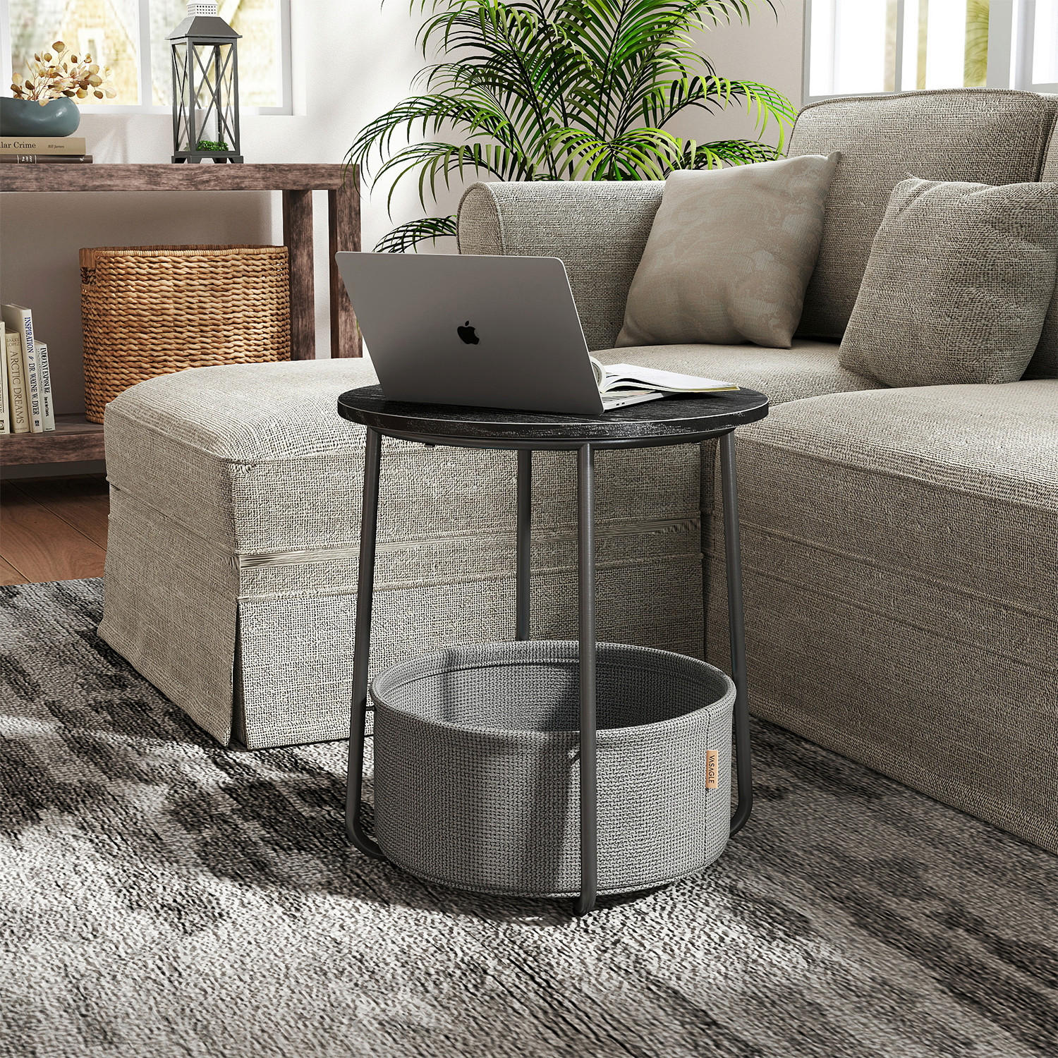 BEISTELLTISCH in Metall, Textil, Holzwerkstoff  - Schwarz/Grau, Trend, Holzwerkstoff/Textil (45/50/45cm) - MID.YOU