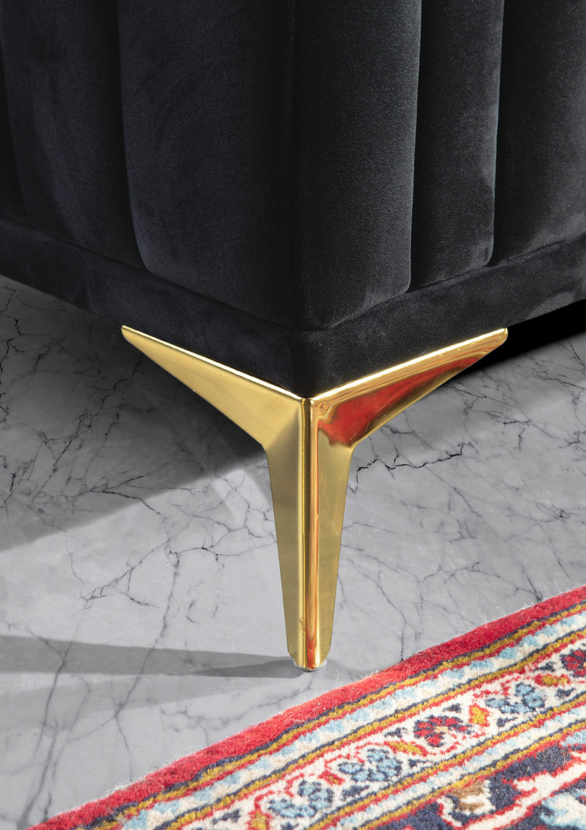 BIGSOFA in Samt Schwarz  - Goldfarben/Multicolor, Trend, Textil/Metall (235/90/100cm) - Carryhome