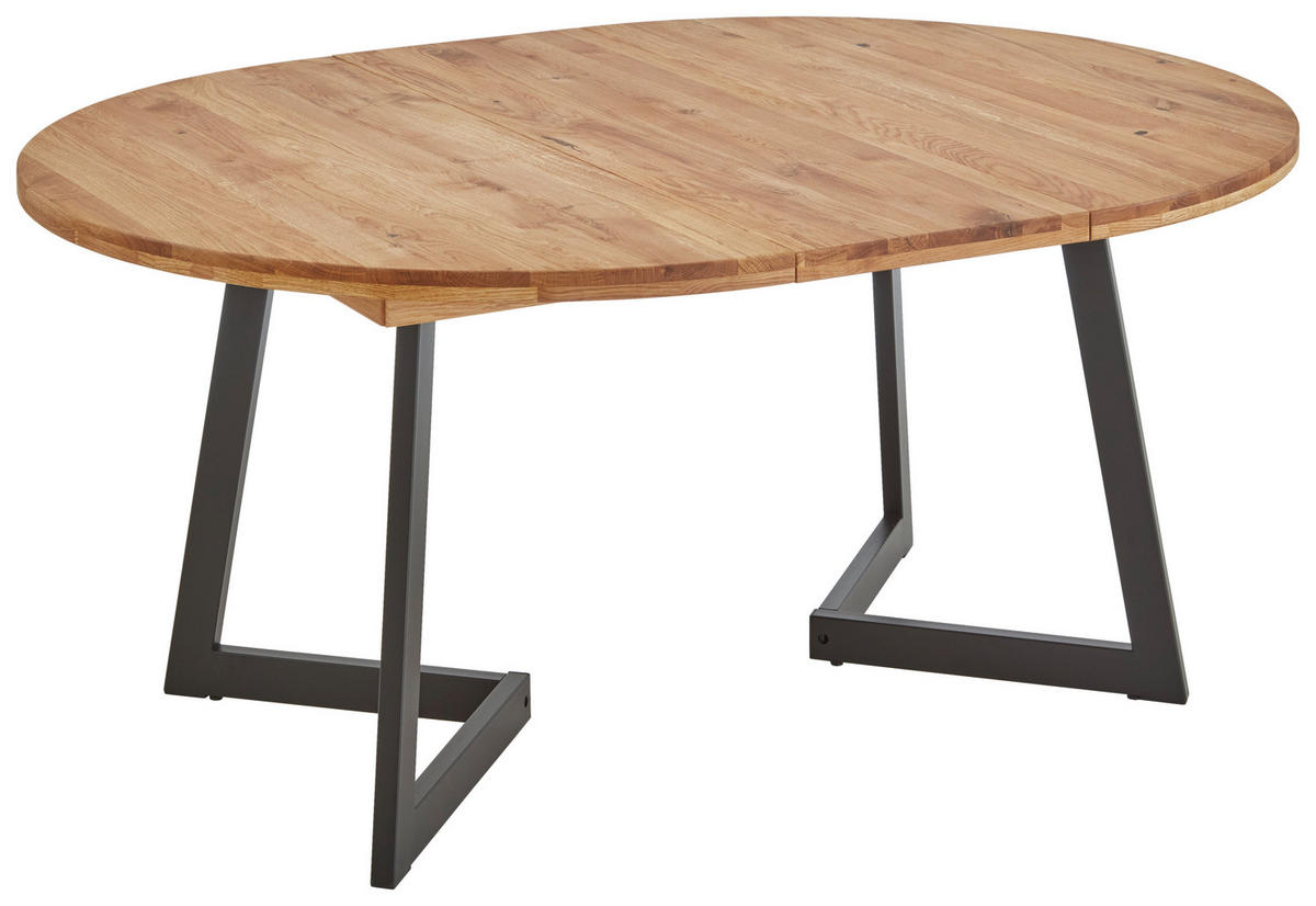 ESSTISCH Eichefarben rund  ausziehbar  - Eichefarben/Schwarz, KONVENTIONELL, Holz/Metall (110-170/110/75cm) - Linea Natura