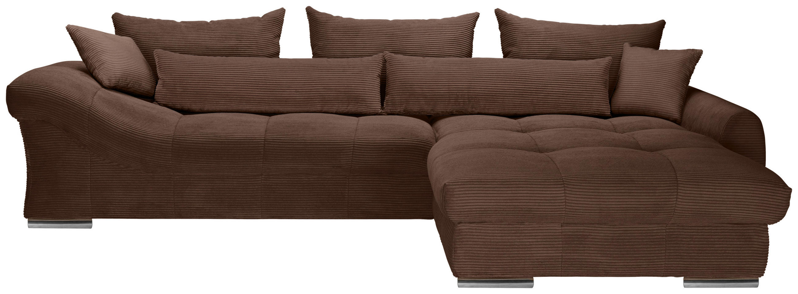 ECKSOFA Dunkelbraun Cord  - Chromfarben/Dunkelbraun, KONVENTIONELL, Textil/Metall (335/225cm) - Carryhome