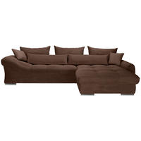 ECKSOFA Dunkelbraun Cord  - Chromfarben/Dunkelbraun, KONVENTIONELL, Textil/Metall (335/225cm) - Carryhome