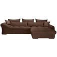 ECKSOFA Dunkelbraun Cord  - Chromfarben/Dunkelbraun, KONVENTIONELL, Textil/Metall (335/225cm) - Carryhome