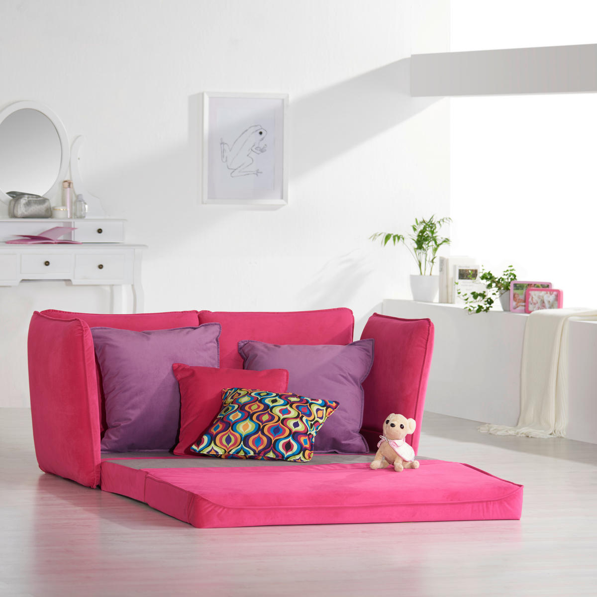 JUGEND- UND KINDERSOFA Mikrofaser Lila, Pink  - Pink/Lila, Design, Kunststoff/Textil (145/63/75cm) - Livetastic