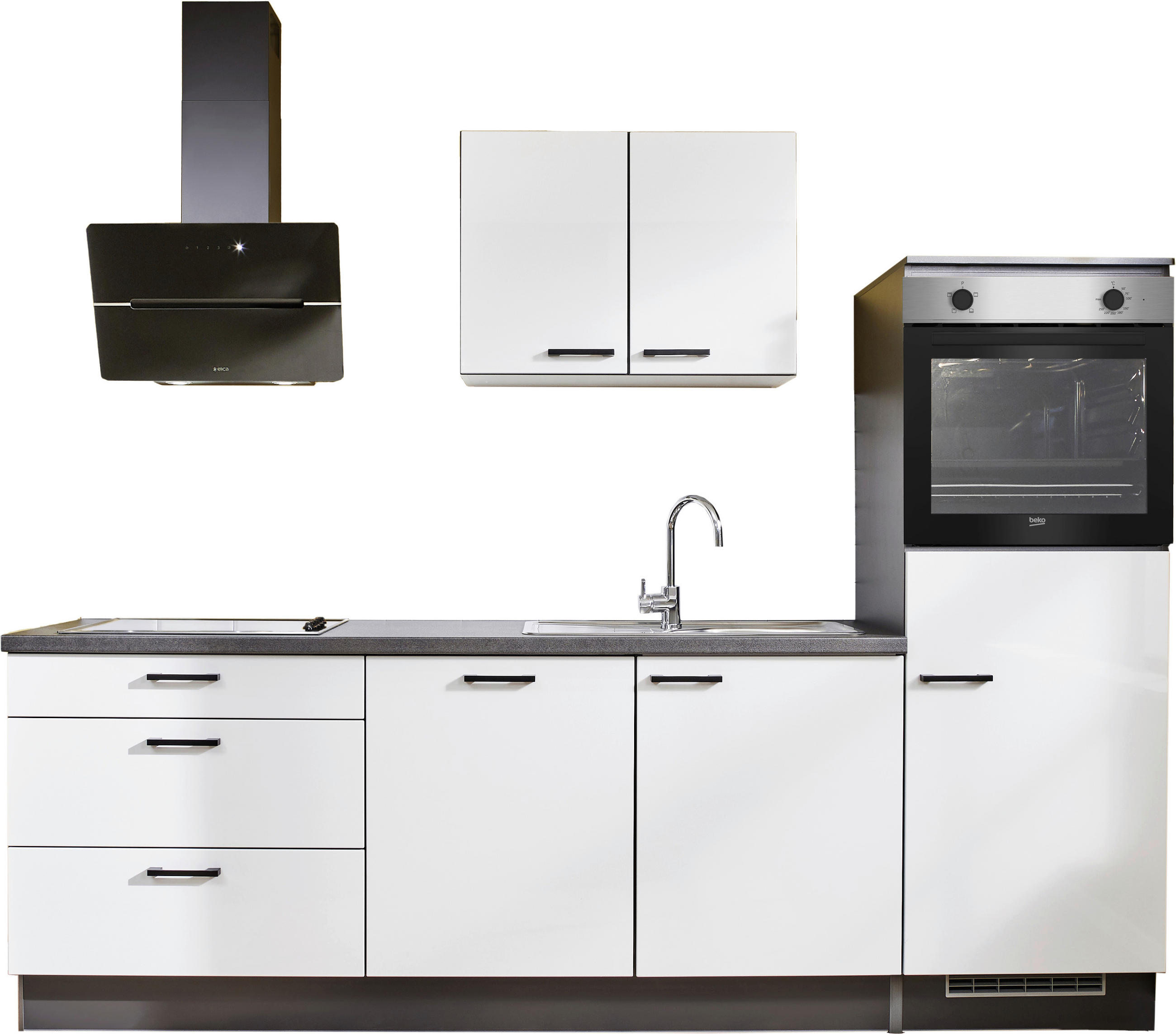 KÜCHENLEERBLOCK 260 cm   in Graphitfarben, Grau, Lavagrau  - Eichefarben/Lavagrau, Design, Holzwerkstoff/Metall (260cm) - Pino