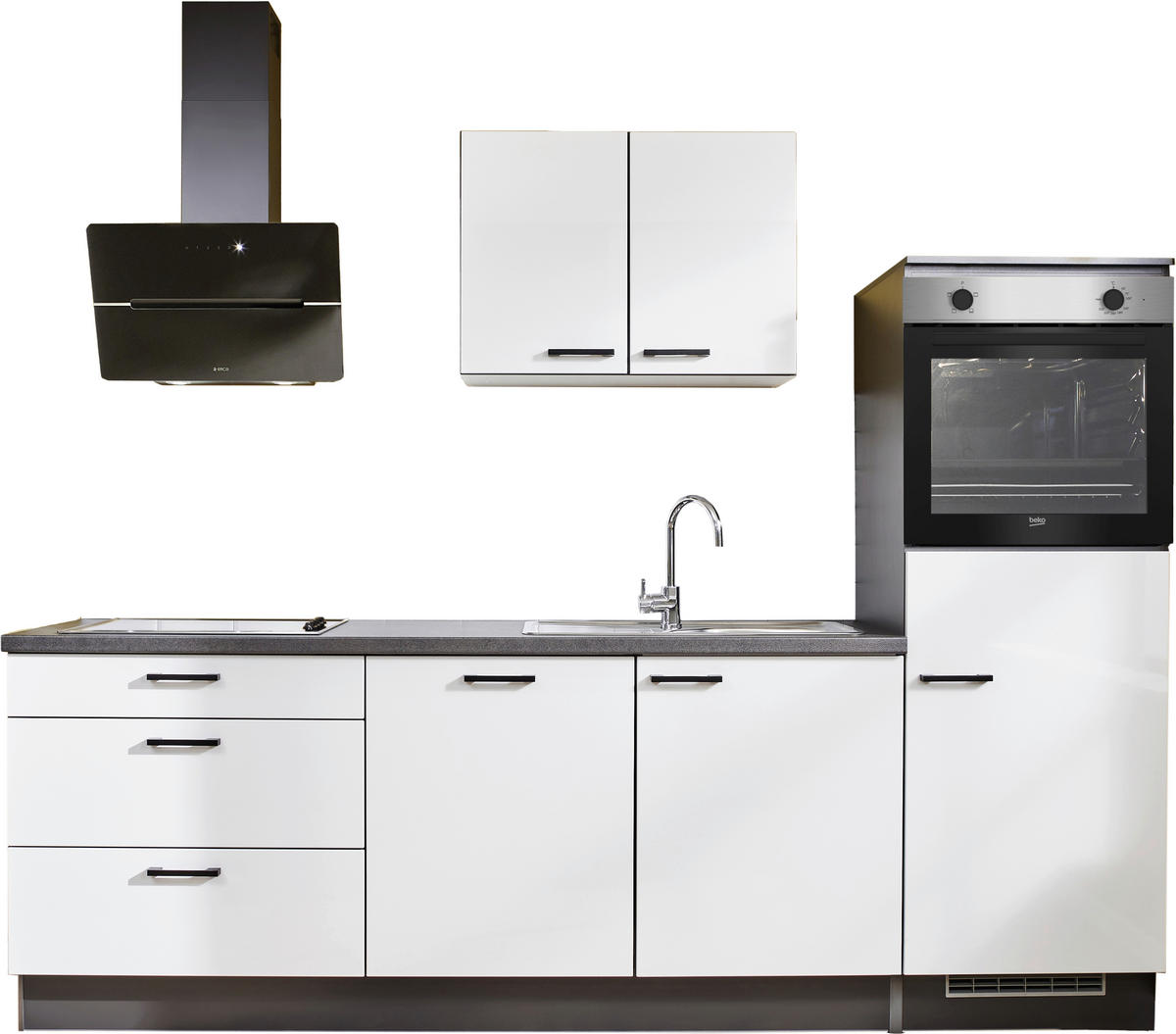 KÜCHENLEERBLOCK 260 cm   in Graphitfarben, Grau, Lavagrau  - Eichefarben/Lavagrau, Design, Holzwerkstoff/Metall (260cm) - Pino