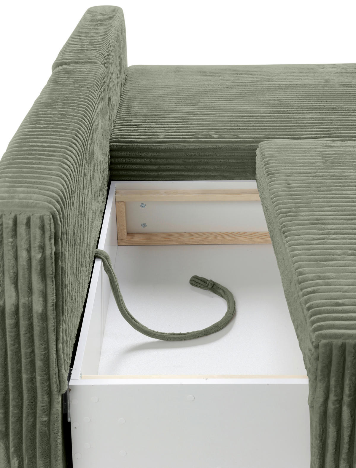 CloseUp von Carryhome ECKSOFA Olivgrün Cord.