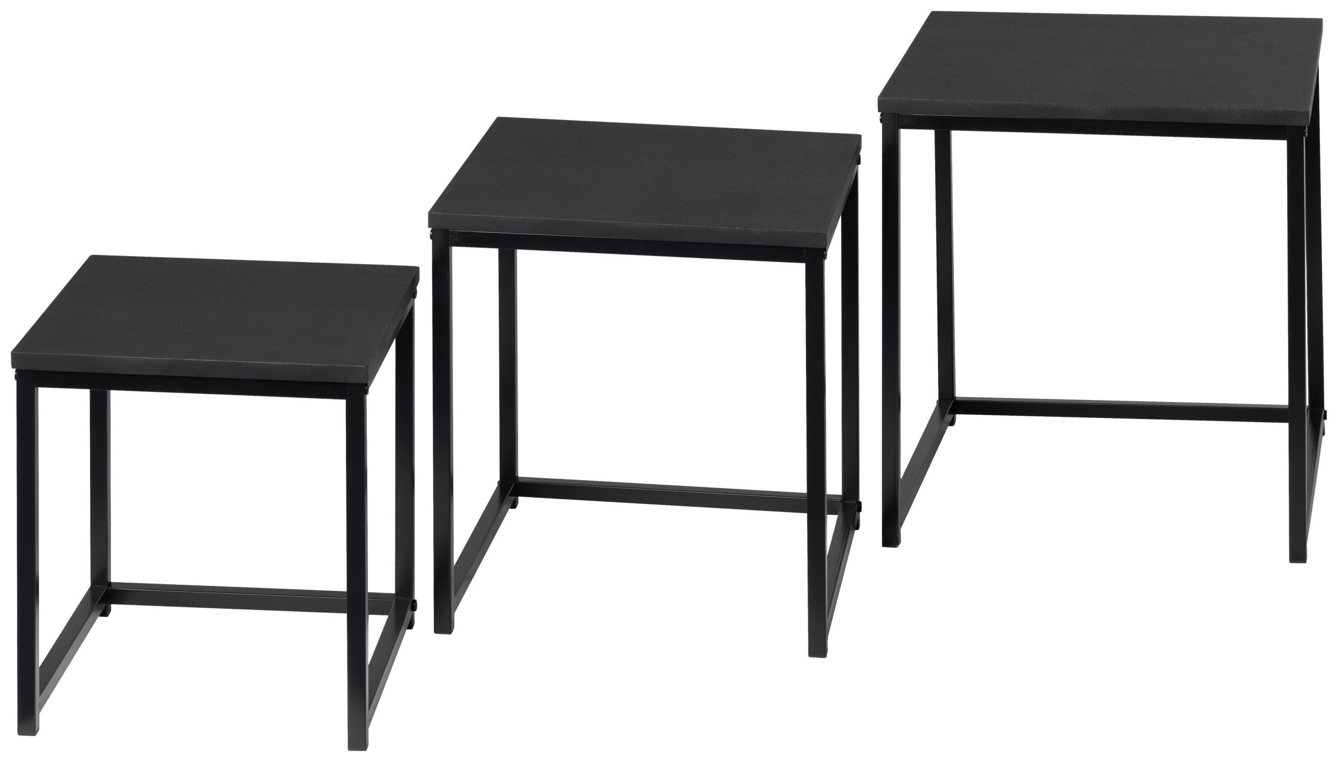 SATZTISCH quadratisch Anthrazit  - Anthrazit/Schwarz, Design, Holzwerkstoff/Metall - MID.YOU