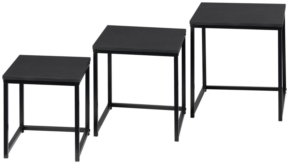 SATZTISCH quadratisch Anthrazit  - Anthrazit/Schwarz, Design, Holzwerkstoff/Metall - MID.YOU