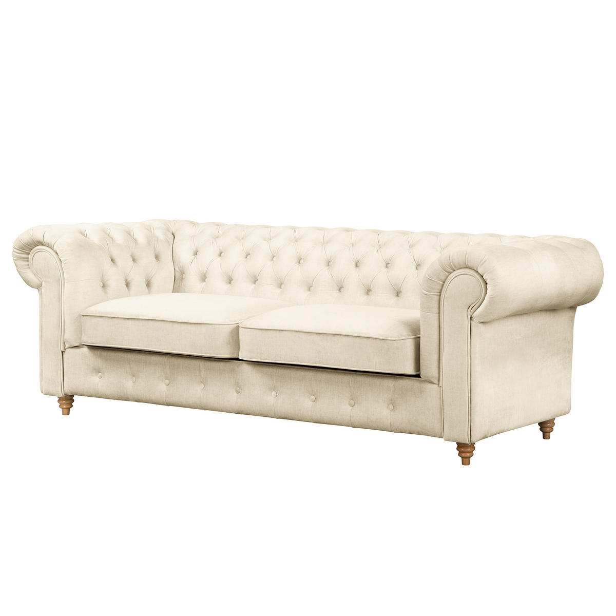 SCHLAFSOFA Laura in Mikrofaser Creme  - Creme/Braun, Design, Holz/Textil (218/74/91cm) - P & B