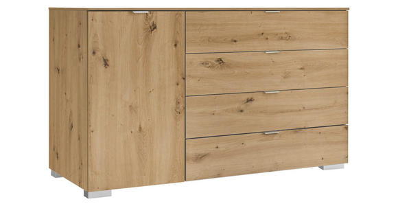 KOMMODE 120/77/40 cm in Eiche Artisan - Alufarben/Eiche Artisan, Basics, Holzwerkstoff/Kunststoff (120/77/40cm) - Moderano