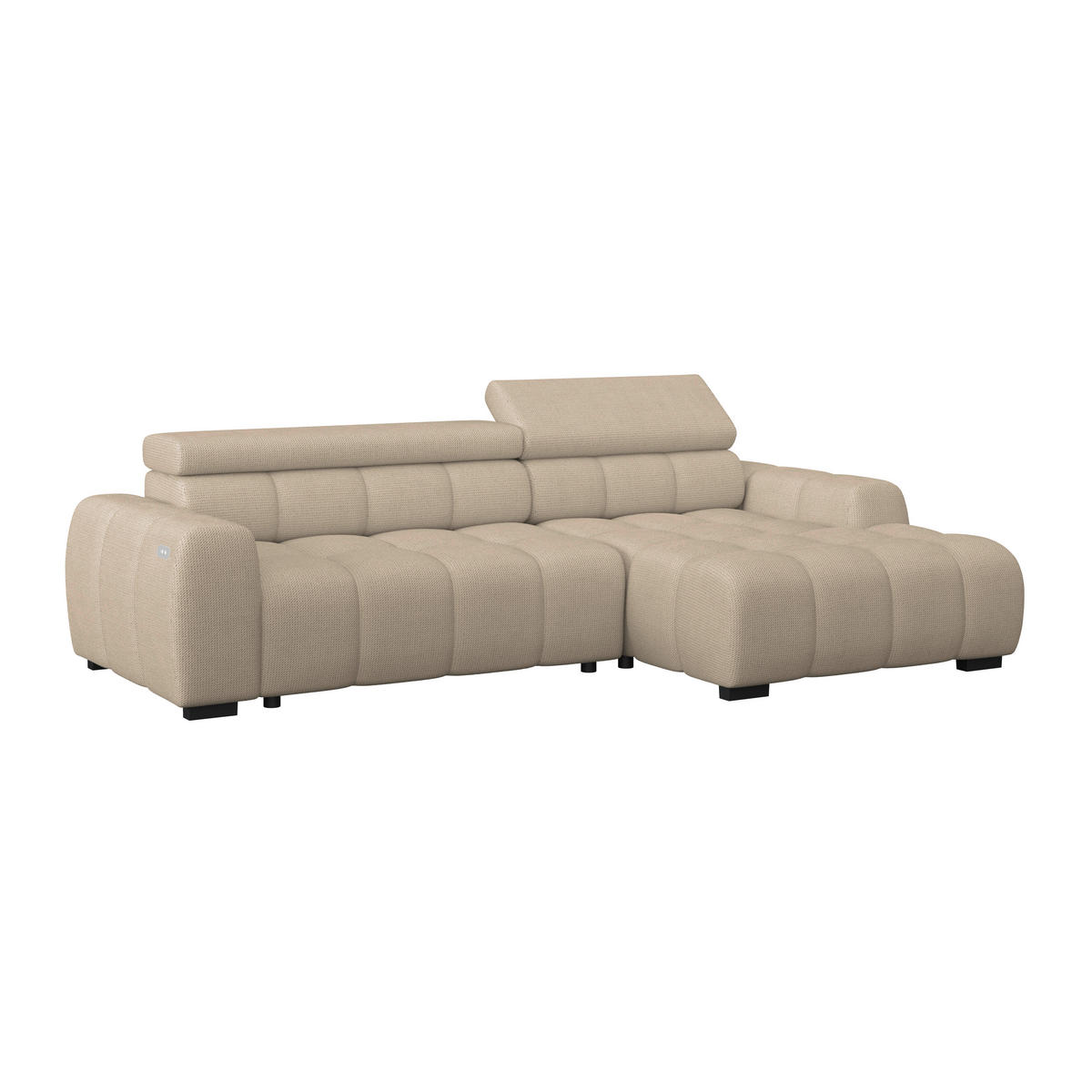 ECKSOFA Beige Webstoff  - Beige/Schwarz, Trend, Kunststoff/Textil (285/168cm) - Livetastic