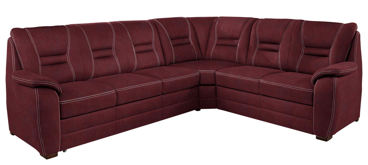 ECKSOFA in Lederlook Weinrot  286/234 cm  - Beige/Weinrot, KONVENTIONELL, Holz/Textil (286/234cm) - Beldomo Comfort