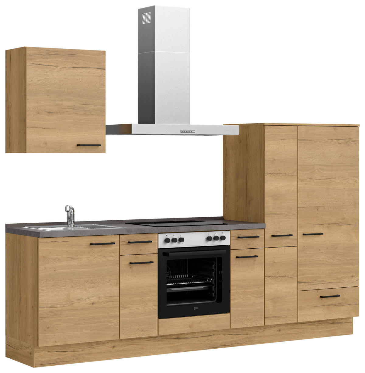 KÜCHENLEERBLOCK 270 cm   in Eichefarben, Schieferfarben  - Schieferfarben/Eichefarben, MODERN, Holzwerkstoff/Metall (270cm) - Nobilia