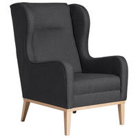 OHRENSESSEL in Flachgewebe Graphitfarben  - Graphitfarben/Naturfarben, Konventionell, Holz/Textil (66/104/78cm) - Max Winzer